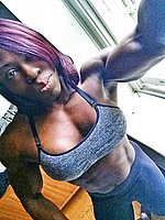 super hot ebony female bodybuilder mistress treasure in ripped contest shape